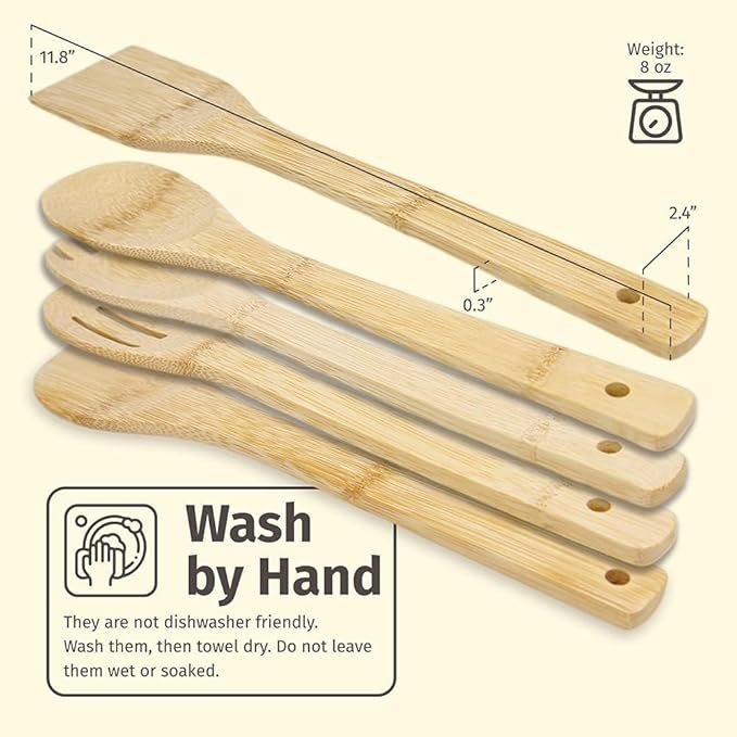 PrintSupremacy 1pc Custom Initial Engraved Bamboo Cooking Spoons, Non Stick Wooden Kitchen Gadget Pan Cookware, Baking Gift for Housewarming Wedding Birthday, Chef Foodie Gift
