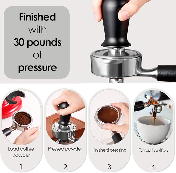 51mm Coffee Tamper Stainless Steel Espresso Tamper with Spring Loaded Coffee Calibrated Tamper Flat Base Barista Office Family Espresso Coffee Maker Accessories(with Spring, 51mm)