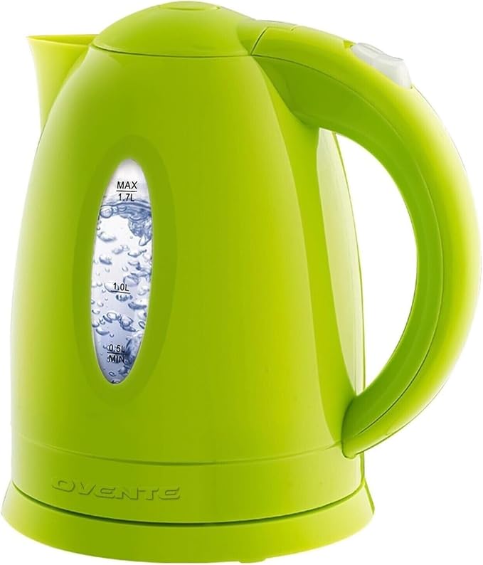 OVENTE Electric Kettle,1.7L Fast Boiling Water Heater for Coffee or Tea,BPA Free with Water Level Gauge,Auto Shut-Off,Boil-Dry Protection,Indicator Light and Removable Filter,Green KP72G,(Pack of 12)