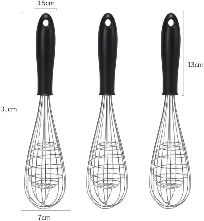12-Inch Balloon Whisk (4 Pack), Stainless Steel Wire Whisks for Cooking, Classic Egg Beater Manual Mixer for Blending, Whisking, Beating and Stirring