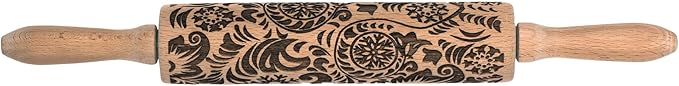 Mrs. Anderson’s Baking Embossing Rolling Pin, Paisley Design, European Beechwood