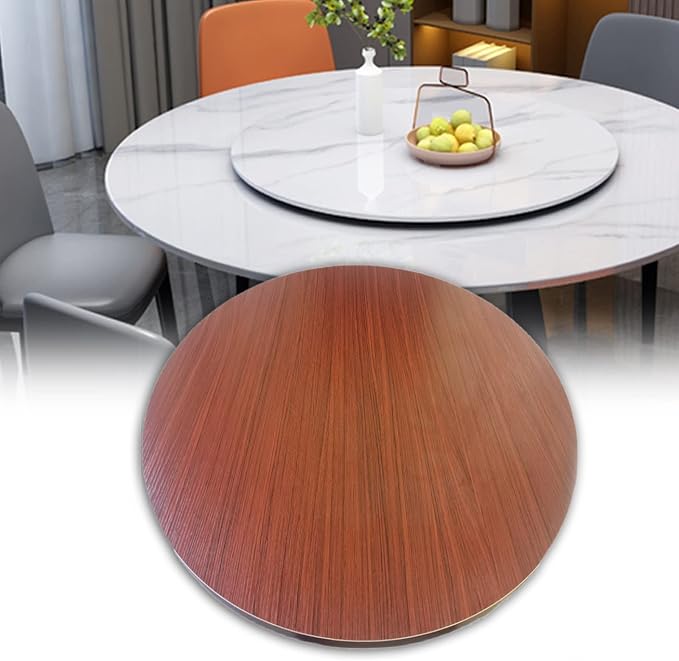 Wooden Lazy Susan Round Table Turntable, Large Dining Table Tabletop Serving Plate, 50cm~100cm, Wooden Swivel Display Tray 360°, No Need To Install, For Hotel/Family Dinner (Color : Red-brown, Size
