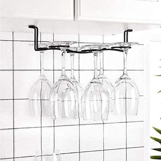 Under Cabinet Wine Glass Rack Stemware Holder,Oil Rubbed Bronze 6 Cup Glasses Vintage Style Stainless Steel Wall-Mounted Hanging Wine Glass Hanger For Bar Home Cafe