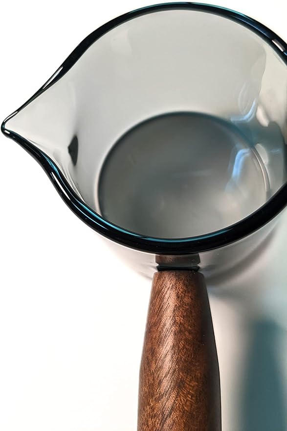 Handmade 3.5oz Espresso Shot Glass Double Spouts with American Walnut Handle (Smoke)