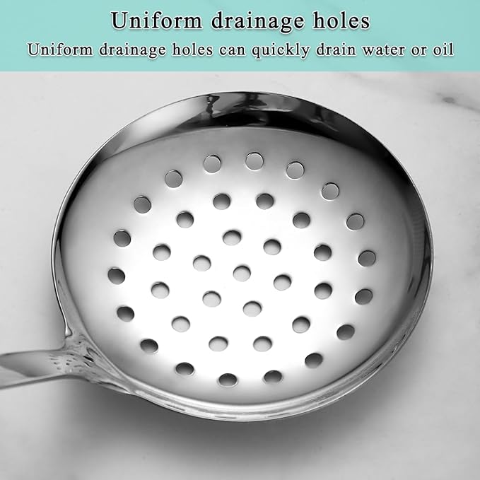 Berglander Kitchen Skimmer Slotted Spoon - Stainless Steel Spider Strainer for Straining Pasta/Cooking/Frying, Durable Rust-Resistant Kitchen Utensils Skimmer Ladle