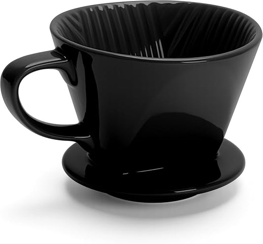 Coffee Pour Over, Ceramic Coffee Dripper with Single Hole, Black Ceramic Coffee Dripper, Slow Filter for Travel, Home, Camping, Office