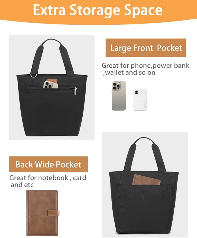 GLENKEY Insulated Lunch Bag Tote Lunch Box - Large Leakproof Cooler Bags for Adults - Soft Lunchbox for Women Work Shift Outdoor Travel Black 8L