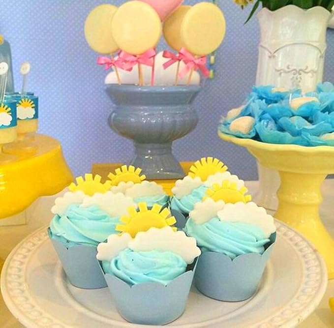 JeVenis Set of 6 Party Supplies - You are my Sunshine Cake Mold & Cupcake Decoration - Sun & Cloud Molds