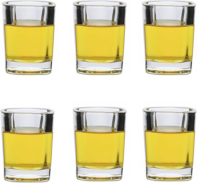 Shot Glasses 2.3 oz, Set of 6 - Cute Square Tequila Glasses, Perfect for Whiskey, Tequila, Liqueurs, Party & Collection, Espressos, Spirits & Liquors (6, Clear square)