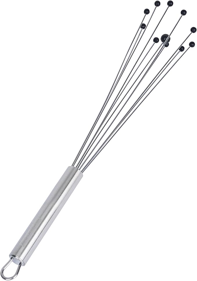 Restaurantware 12.5 in Stainless Steel Ball Whisk with Silicone Tips - German Standard Sauce & Gravy Whisk, Non-Scratch, Dishwasher Safe - Non-Stick Silicone Ball Whisk for Baking