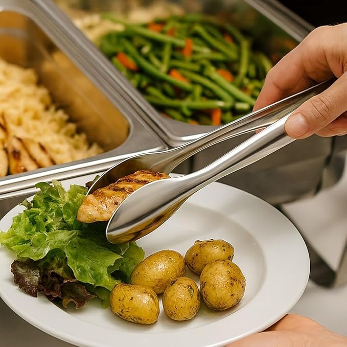 Premium Stainless Steel Serving Tongs (9'' Large)