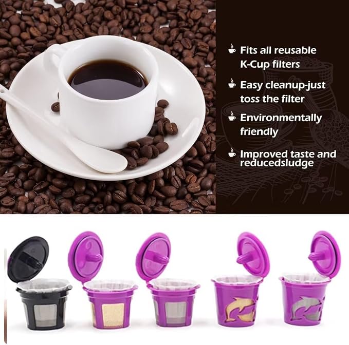 Disposable Paper Coffee Filters, Keurig K Cup Paper Filters for Keurig Single Brewer Reusable Cups, K-cup Coffee Pods, Fits All Brands Reusable K Cups (300)