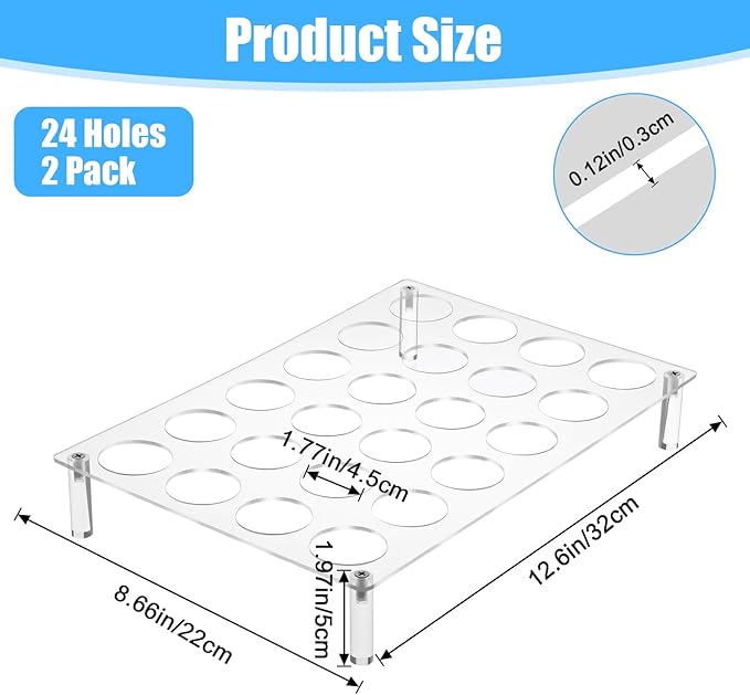 2-Pack 24-Slot Flat Acrylic Kcup Organizer for Drawer, Large-Capacity KCup Holder for Drawer, Shatter-Proof Coffee Capsule Storage, Fits K-Cups, 12.6 x 8.66 x 1.97 Inches