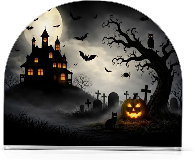 Spooky Halloween Napkin Holder for Tables Paper Cocktail Napkin Holders for Kitchen and Dinning, Acrylic Dinner Napkin Dispenser for Restaurant Home Decor Bar Accessories 2 Pack