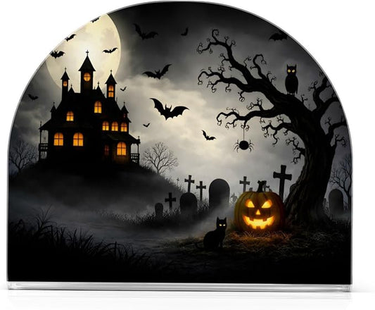 Spooky Halloween Napkin Holder for Tables Paper Cocktail Napkin Holders for Kitchen and Dinning, Acrylic Dinner Napkin Dispenser for Restaurant Home Decor Bar Accessories 1 Pack