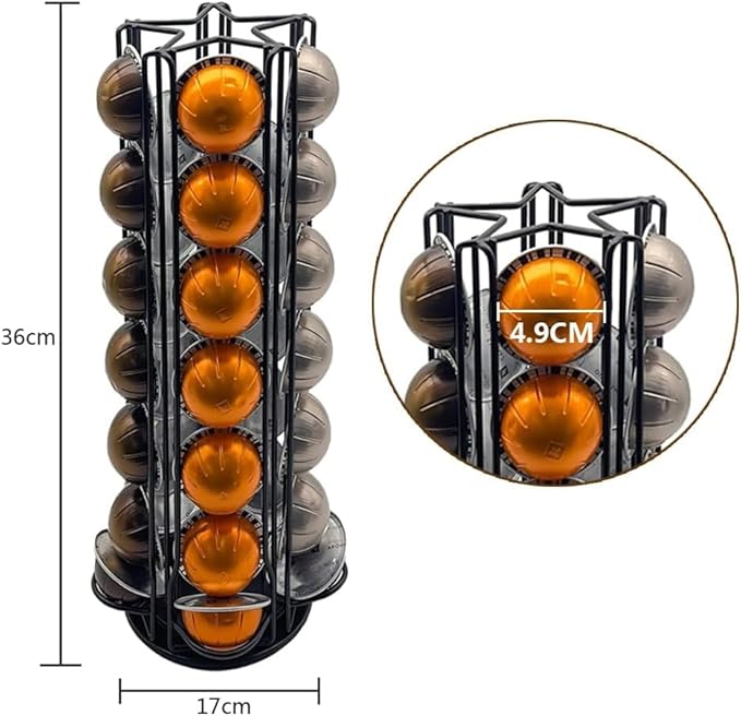 Miuly Coffee Capsule Holder For Nespresso Vertuoline, Coffee Capsule Stands Rotating Pod Rack holds 35 Nespresso Vertuo Pods, Black