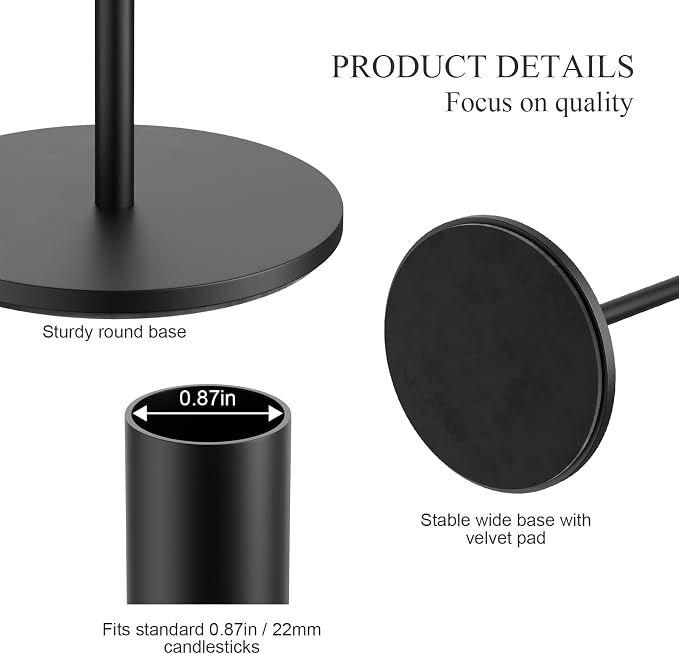 FSyueyun Black Candle Holder Taper Candle Holders, Set of 6 Candle Stick Holders Decor for Mantel Table Centerpiece, Used for Wedding, Dinning, Housewarming Gift