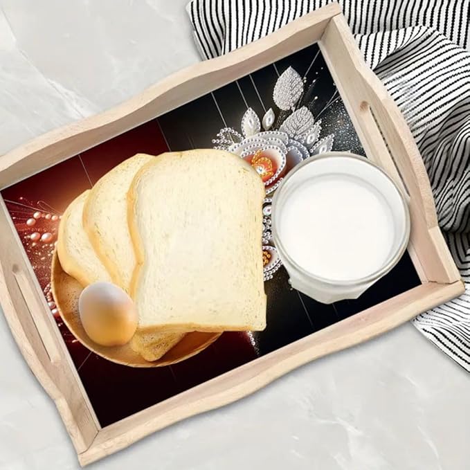 DIY Diamond Serving Tray Diamond Art Painting Creative Design Handmade Wooden Tray Dinner Plate for Coffee Breakfast Home Organizer-Heart