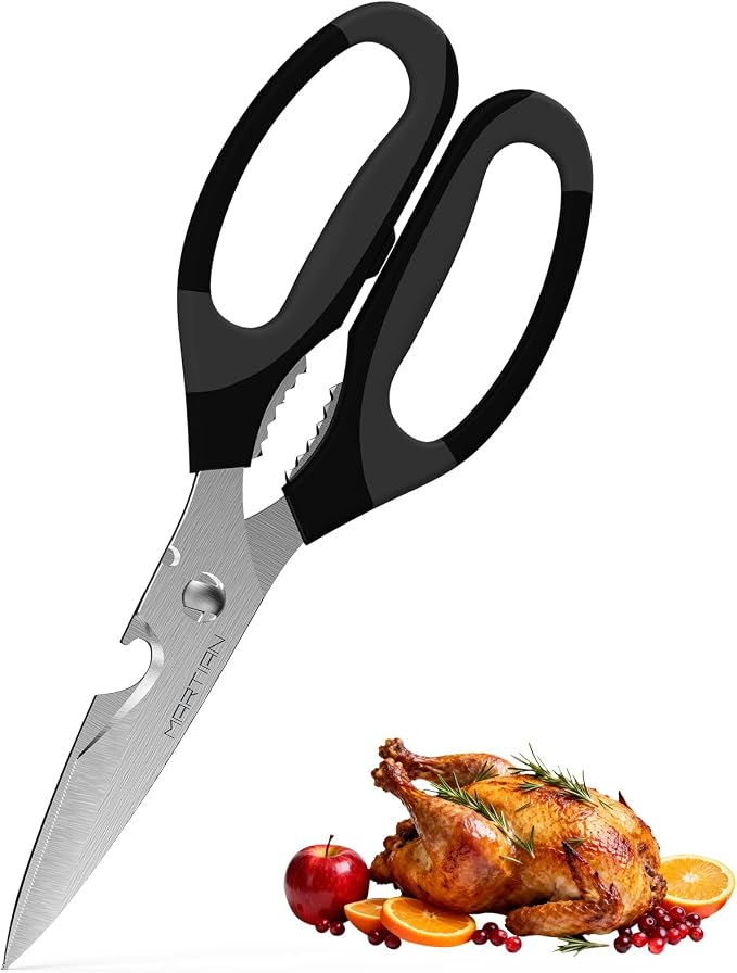 8" Sharp Heavy Duty Kitchen Scissors, Stainless Steel Food Scissors, Multi Purpose Dishwasher Safe Kitchen Shears for Food