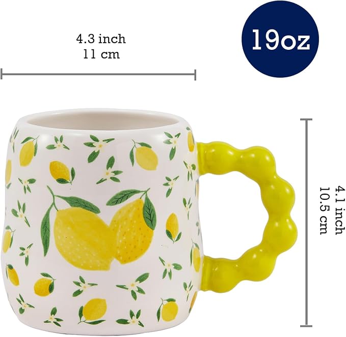Bico Cartoon Fruit Pop Ceramic Mugs, Set of 4, for Coffee, Tea, Drinks, Microwave & Dishwasher Safe