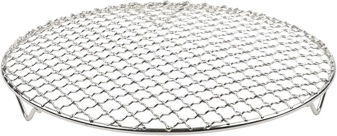 Round Cooling Baking Rack 201 Stainless-Steel Wire Oven Grill Sheet with Stable Tri-Leg Design for Baking, Roasting, Grilling, Drying and Cooling Cakes, Pies, Cookies, Pizza(27cm)