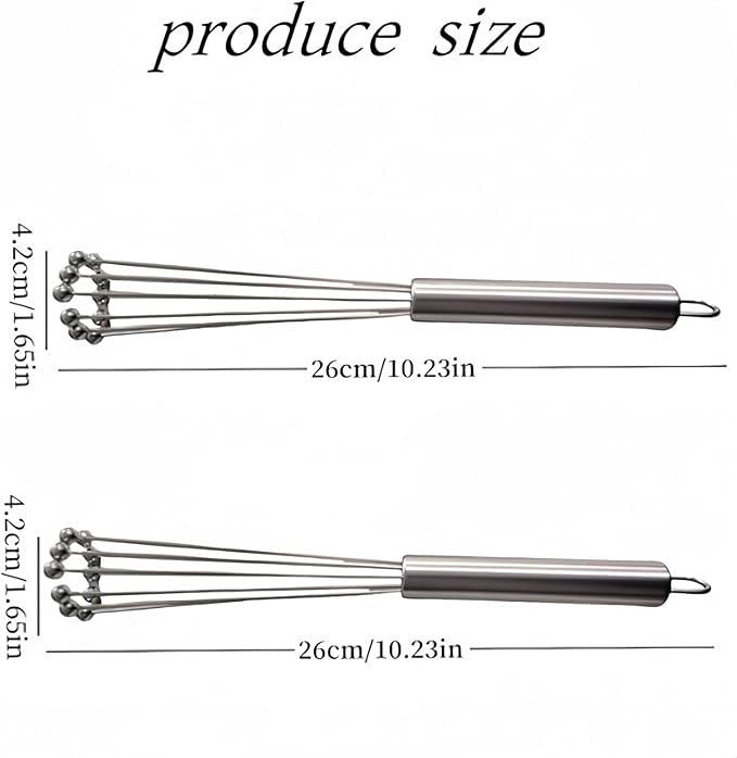2 Pieces 10.23inch Stainless Steel Ball Whisks,Durable Manual Egg Beater, Whisk Set for Cooking,Cream whisk, kitchen baking tool,Dishwasher Safe