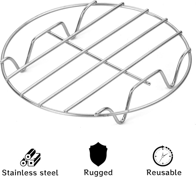1 PC 5.9 Inch Round Cooking Rack, Stainless Steel Baking Cooling Steaming Grilling Rack, Fits Air Fryer Stockpot Pressure Cooker Round Cake Pan, Oven & Dishwasher Safe