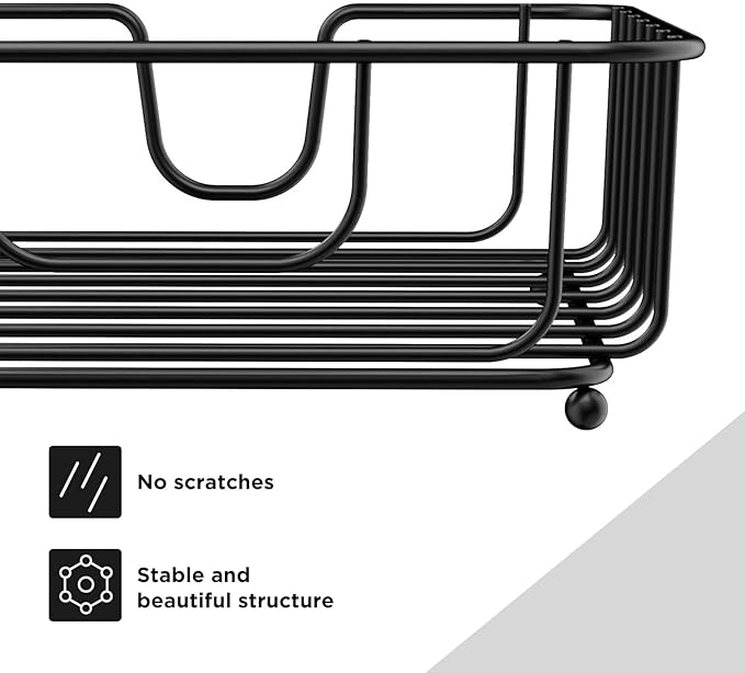 Napkin Holder for Table, Napkin Holders for Paper Napkins, Flat Metal Black Napkin Holders for Kitchen & Dining Table, 6.9" x 6.9" x 2.2" Inside Size (Black)