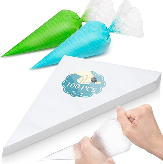 100pcs Thick Disposable Icing Piping Bags, Professional Pastry Bags 12inch, Heavy Duty Anti Burst Cake Tipless Piping Bags for Chocolate Royal Cupcake Cream Frosting Cookie Decorating Baking Supplies