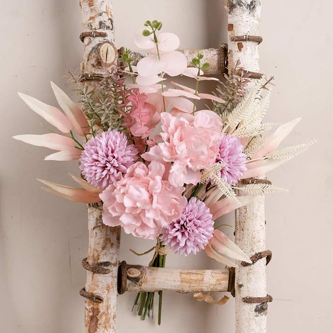 KIRIFLY Artificial Fake Flowers Plants Silk Flower Arrangements Wedding Bouquets Decorations Plastic Floral Table Centerpieces for Home Kitchen Garden Party Décor (Pink Purple)