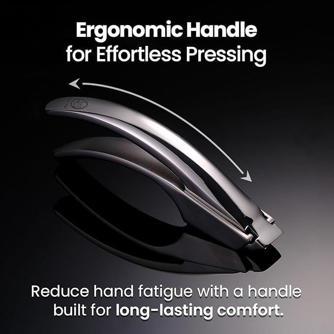 No Peeling Required Garlic Press Stainless Steel with Two Detachable Handles for Coarse & Fine Mincing-Premium Garlic Mincer Tool, Easy to Clean, Dishwasher Safe Garlic Crusher, Lifetime Replacement