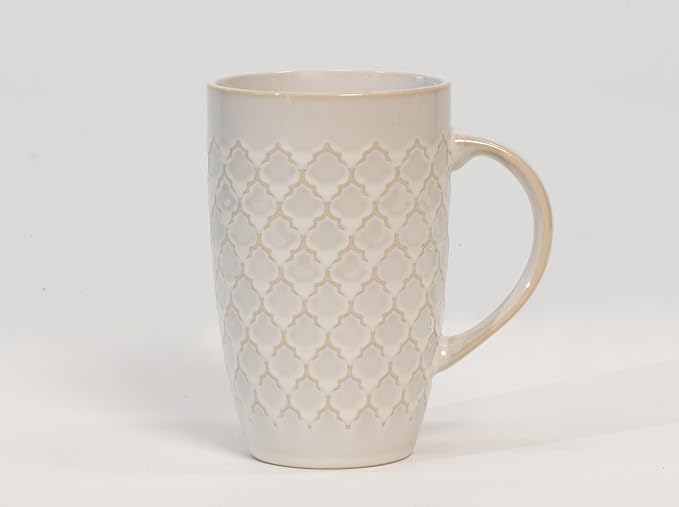 House Beautiful Versatile Classic Stoneware Mug Set – 22 oz, Set of 4 (Linen Hues)