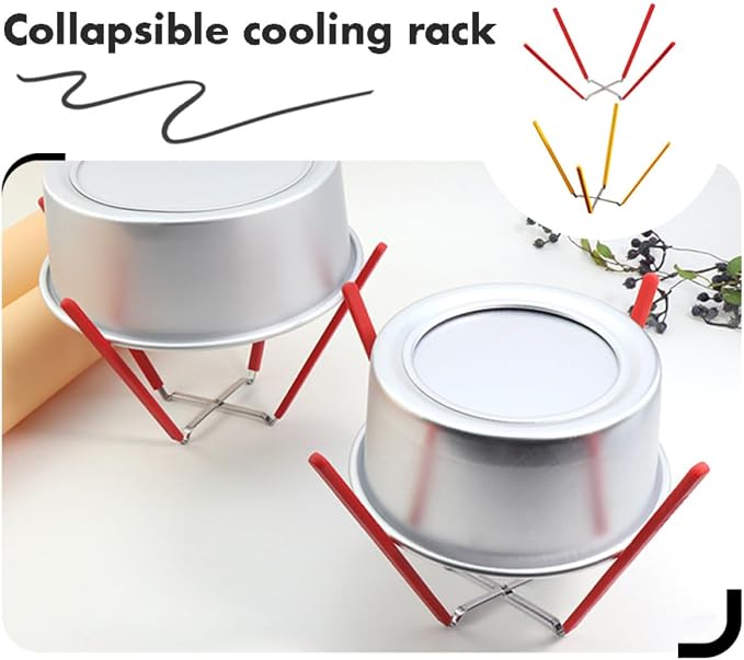 Alipis 2pcs Foldable Stainless Steel and Silicone Baking Cooling Rack Set with Four-legs, Easy to Clean Wire Cooling Racks for Baking Cakes, Bread, and Pastries