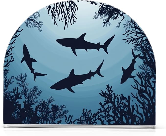 Fustylead Swimming Sharks Ocean Animal Napkin Holder for Table Acrylic Vertical Napkin Holders for Paper Napkins Decor Napkin Dispenser for Home Party Dining Cocktail Kitchen Accessories, 2 Pack