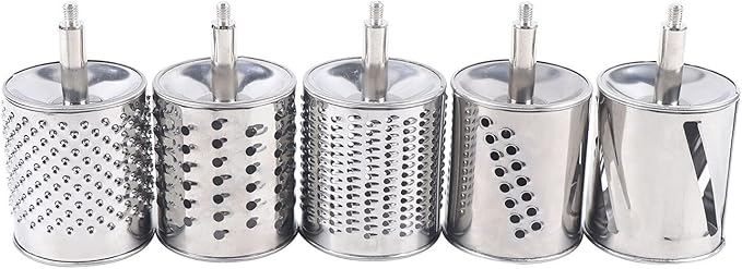 DYNAMI 5 in 1 Stainless Steel Rotary Grater,Kitchen Grater Vegetable Slicer,Cheese Rotary Chopper Food Mills With 5 Stainless Drum,for Home Kitchen Restaurant (Suction cup type, Not for Hard Cheeses)