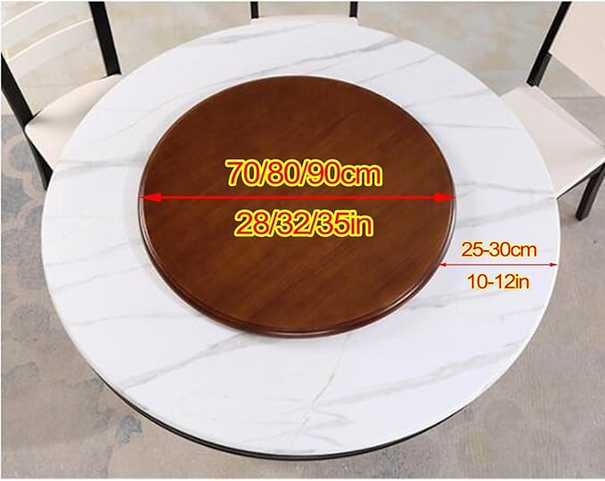 LIGUOYI Round Wood Lazy Susan Turntable Diameter 70cm 80cm 90cm, Thickness 1.6cm, Handmade Wooden Turntable, Smooth Edge, Waterproof, Wood Serving Tray for Kitchen Pantry Countertop Table