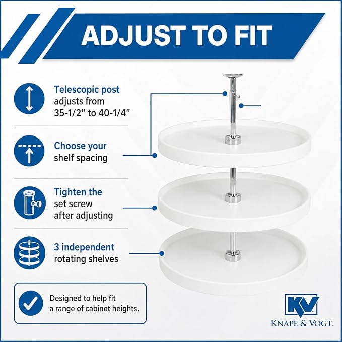 Knape & Vogt 18-In 3-Tier Full-Round Lazy Susan, White