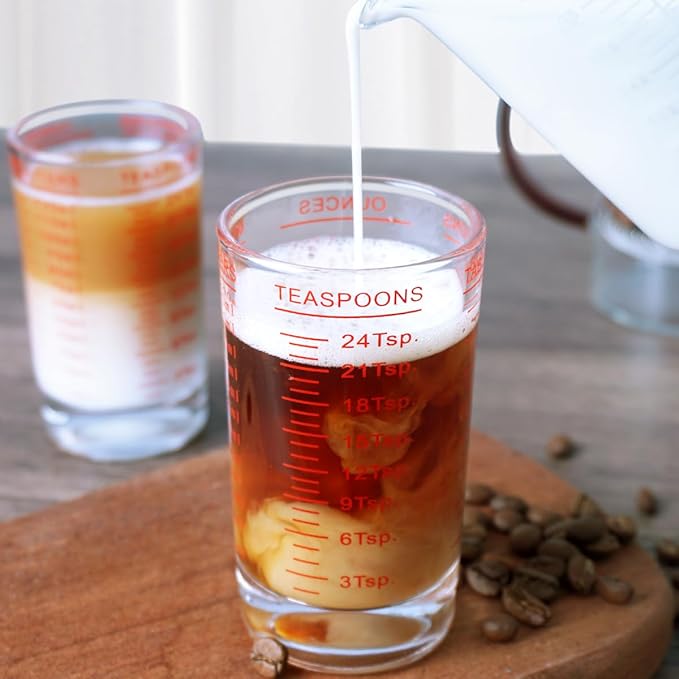 Measuring Cup 4 Ounce/120ML Shot Glass Liquid Heavy High Espresso Glass Cup (Red)
