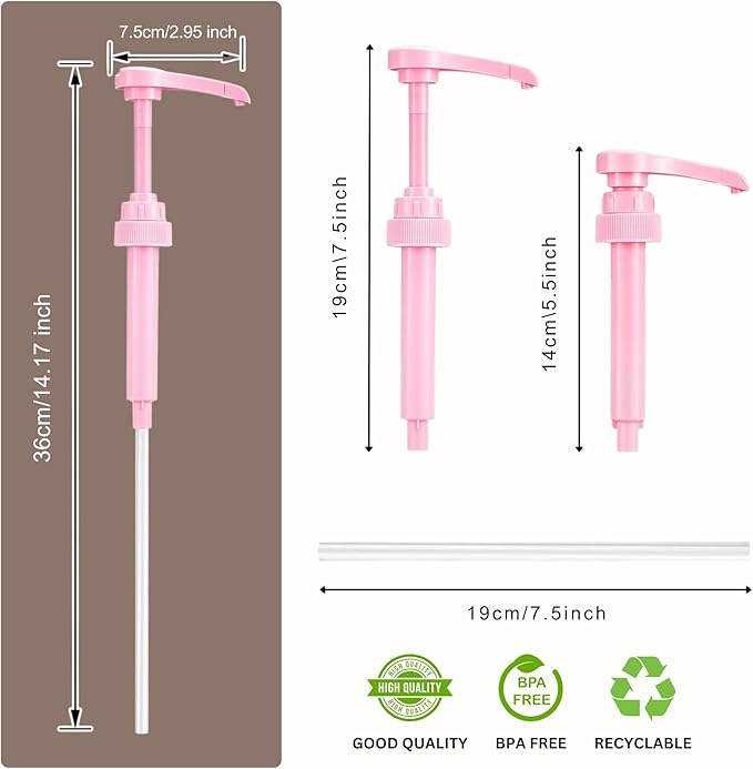 Syrup Pump Compatible with Torani, Davinci and Skinny (Set of 2) - fits Bottles (25.4 oz-750ml) (Pink)