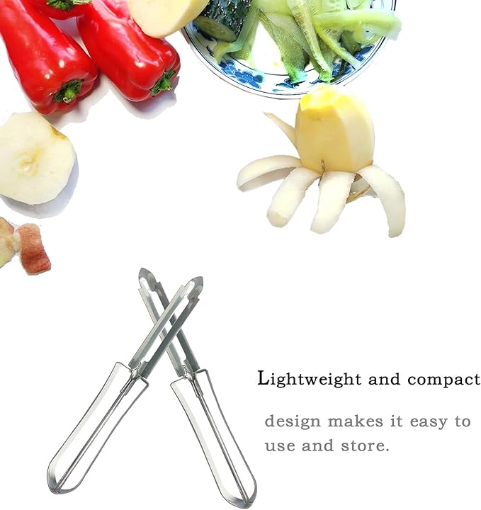 Stainless Steel Vegetable & Fruit Peeler Sharp Blade for Peeling (Potatoes, Apples, Carrots), Ergonomic Non-Slip Handle, Dishwasher Safe Kitchen Tool 2pcs