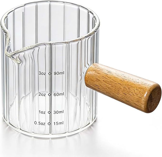 Espresso Measuring Cup with Handle, Espresso Pouring Cup, Espresso Shot Cup, 3oz Glass Measuring Cup For Coffee, Milk, Tea, Baking and Cooking (Clear 90ml)