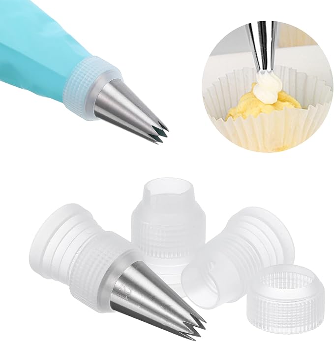 20Pcs Piping Bag Couplers, Transparent Plastic Pipe Tip Coupler for Icing Nozzles, Reusable Small Piping-Tip Holder Cake Decorating Supplies