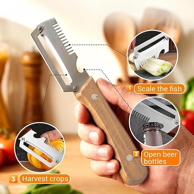 2-PACK Multifunctional Kitchen Vegetable Peeler – Stainless Steel Blade, Ergonomic Handle & Ideal for Fruits and Vegetables 3 In 1 Multi-Function Thickened Fruit Peeler Knife, Peel Julienne (2*Mixed)