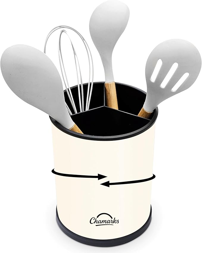 Kitchen Utensil Holder and Countertop Organizer. (Cream)