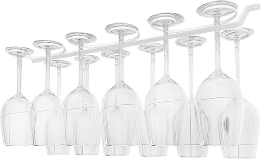 Under Cabinet Wine Glass Holder Iron 12 Hooks, Black Wire Hanging Rack, Storage Hanger Organizer, Space Saving, With 6 Hooks For Multiple Uses, Easy To Install