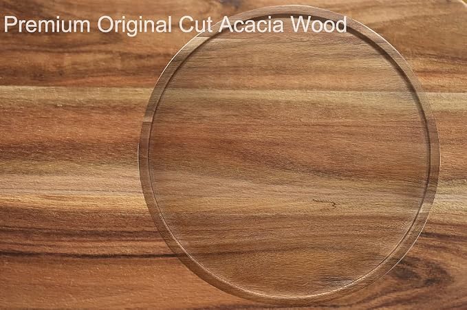 10" Two-Tier Acacia Wood Lazy Susan Organizer Kitchen Turntable for Cabinet Pantry Table Organization