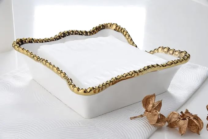 Pampa Bay Golden Salerno Porcelain Cocktail Napkin Holder