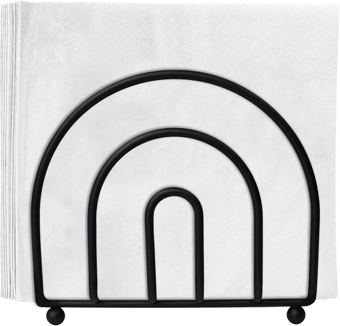 Blue Donuts Classic Arc Collection Napkin Holder – Napkin Holders for Tables, Farmhouse Napkins Holder, Dining Table Napkin Holders for Kitchen, Black
