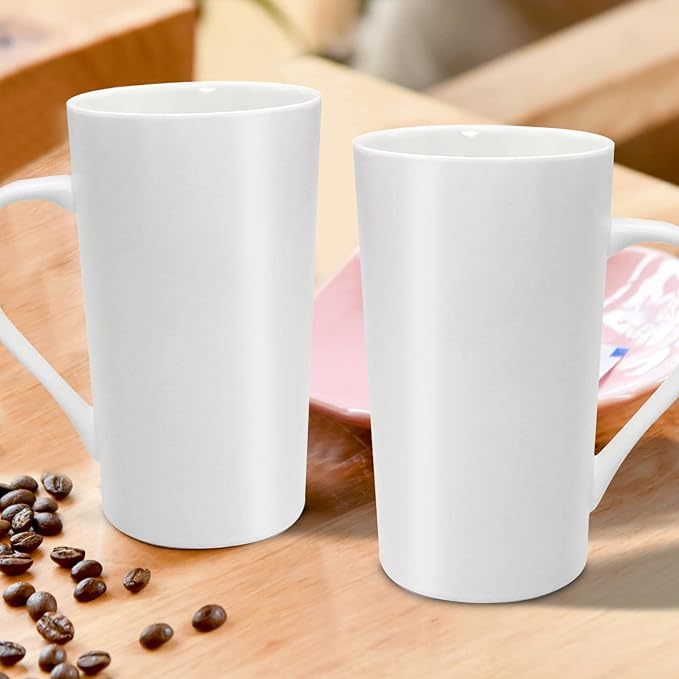 20oz Ceramic Coffee Mugs Large Latte Mugs Modern White Drinking Cups with Handles Set of 4 Perfect for Tea, Coffee, Cocoa