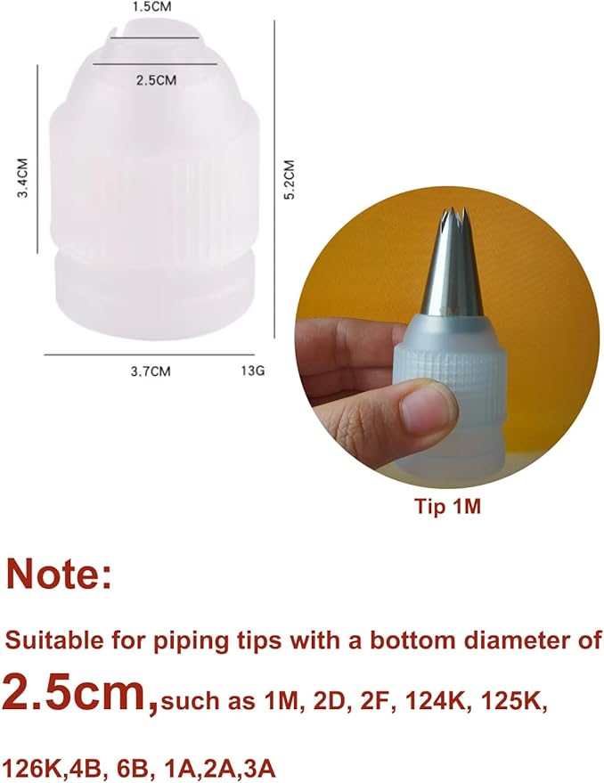 Large Couplers for Piping Bags,Easy Switching for Piping Tip 1M, 2D, 2F, 124K, 125K, 126K, 4B, 6B, 1A,2A,3A,6 Pcs